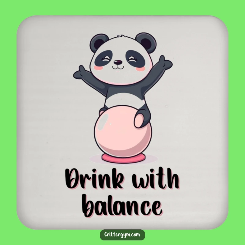 Bar Stability Funny Kawaii Panda Yoga Ball Coaster, Whimsical Fitness Gift Protector