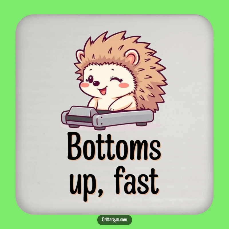 Funny Hedgehog Treadmill Drink Coaster: Protect Surfaces with Fun