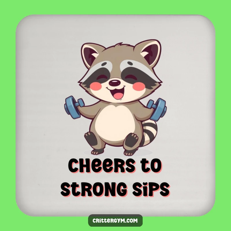 Funny Kawaii Raccoon Fitness Coaster: Giggling Racoon Table Protector, Hilarious Gift