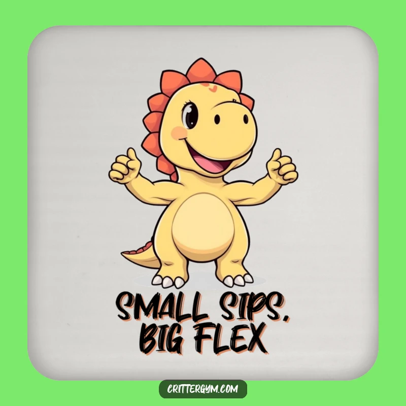 Funny Dino Flex Coaster: Dinosaur Tiny Biceps Drink Protector - Hilarious Gift!
