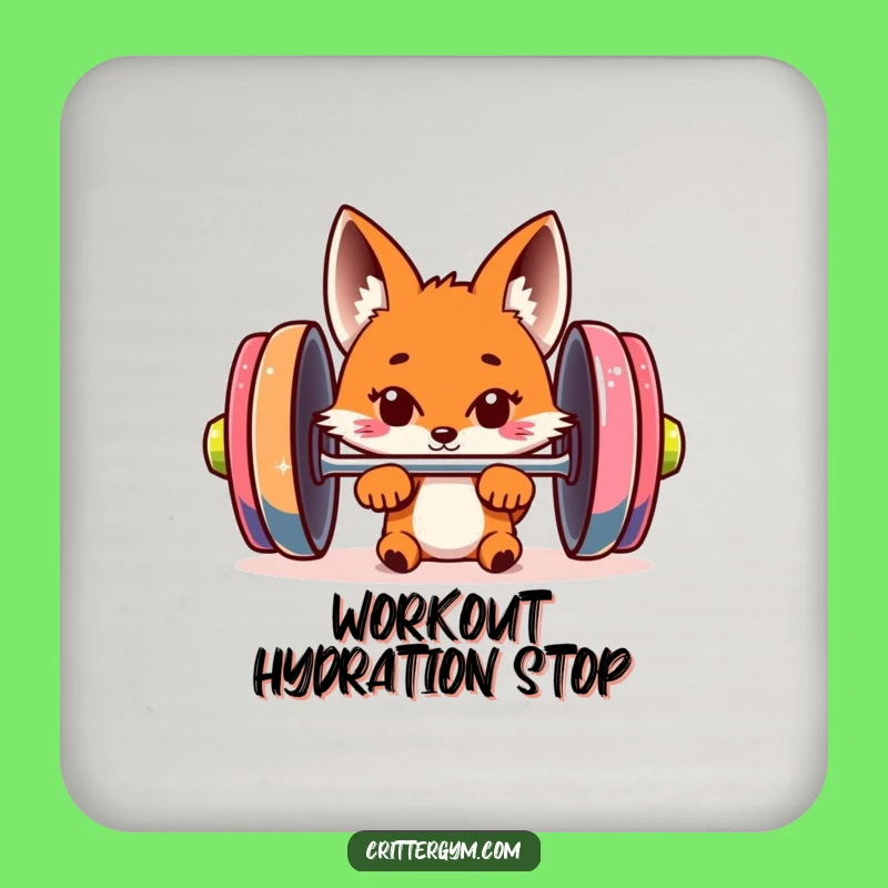 Funny Fox Barbell Coaster: Protect Surfaces with Hilarious Fitness Charm