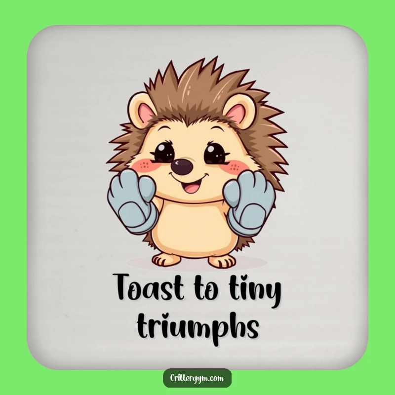 Funny Hedgehog Workout Coaster - Protects Surfaces with Adorable Humor!