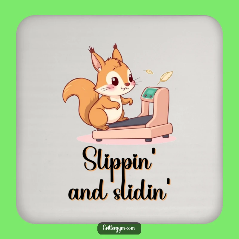 Funny Squirrel Treadmill Coaster Set: Protect Surfaces with Hilarious Workout Art, Perfect Gift
