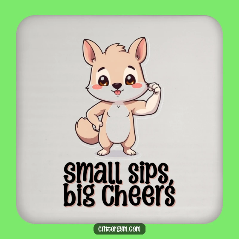 Funny Tiny Bicep Animal Coaster: Protect Surfaces with Small Flex!