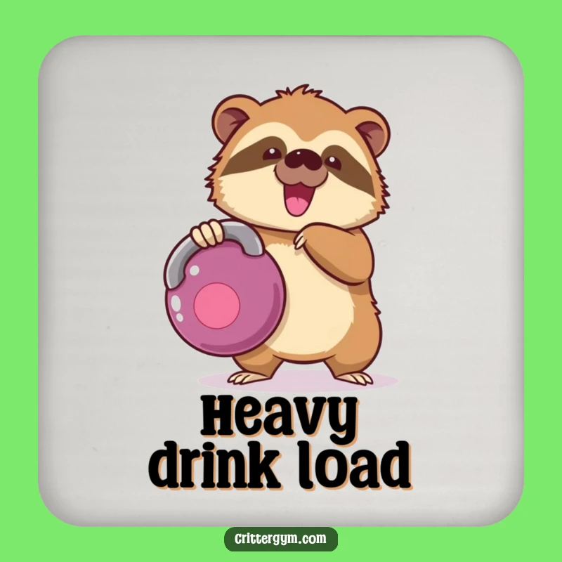 Bar Effort Funny Kawaii Sloth Kettlebell Coaster, Whimsical Gym Gift Protector