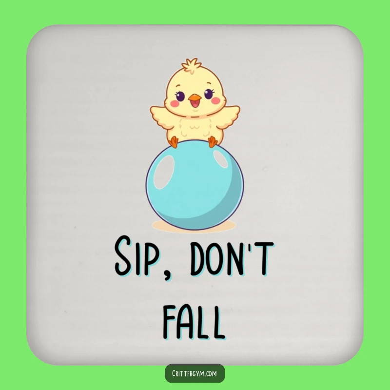 Funny Chick Coasters: Yoga Ball Balance Protection, a Charming Funny Gift Set!