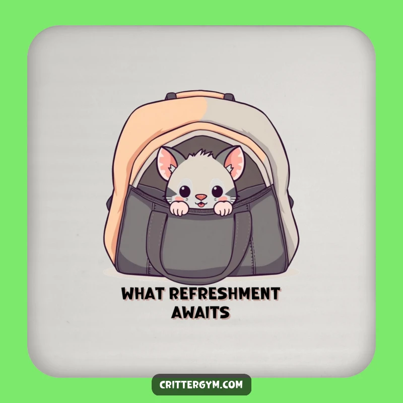 Funny Curious Critter Gym Bag Coaster: Protect Surfaces with Intrigue!