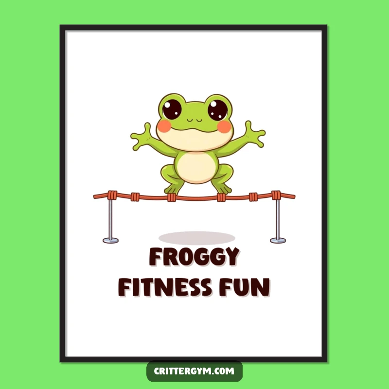 Funny Frog Jump Poster - Vibrant Wall Art for Energetic Vibes
