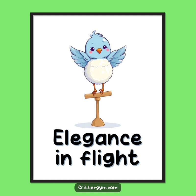 Funny Blue Bird Ballet Poster: Elegant Art for Dance Lovers' Walls