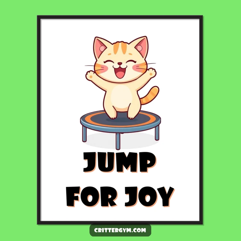 Funny Cat Trampoline Poster: Bouncing Art, Perfect Whimsical Wall Decor
