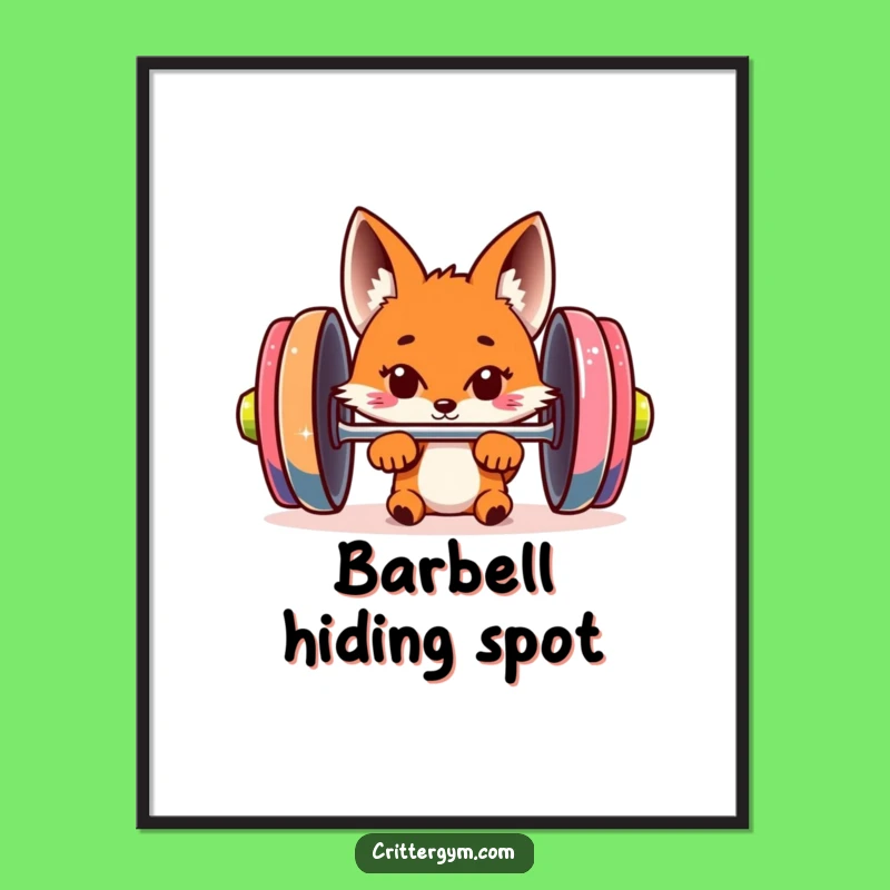 Funny Fox Barbell Poster: Decorate with Hilarious Fitness & Curiosity