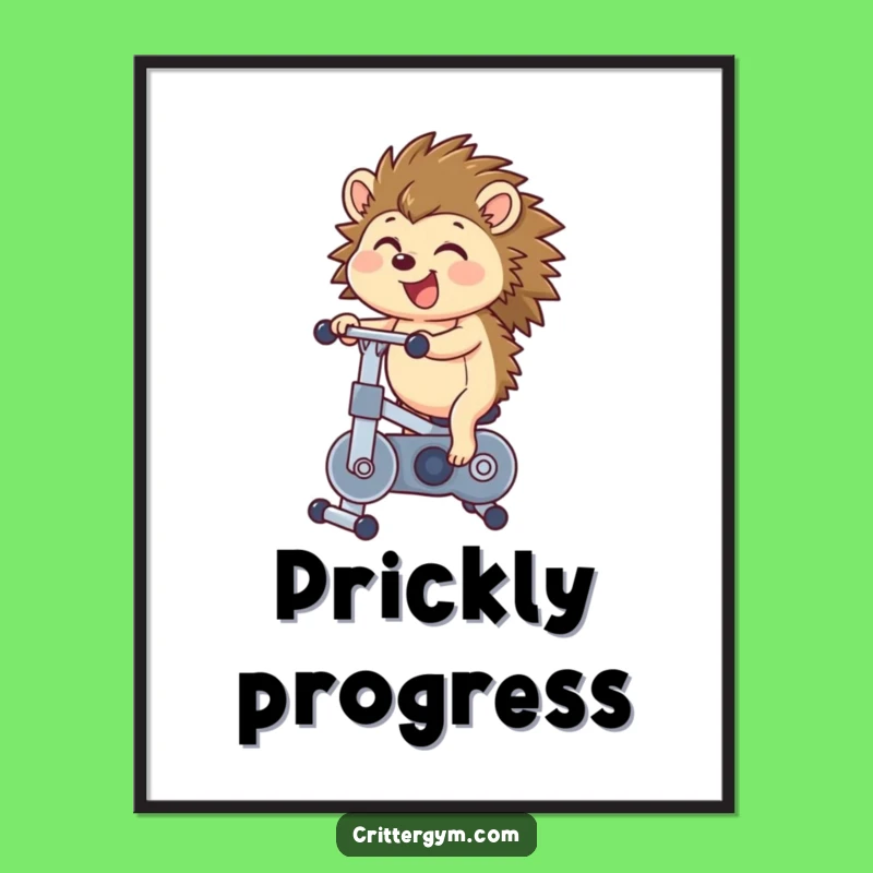 Funny Hedgehog Bike Poster: Whimsical Wall Art, Ideal Humorous Gift for Cyclists