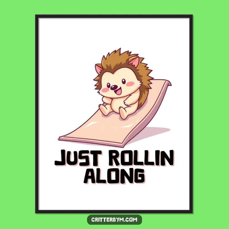 Funny Hedgehog Slide Poster: Joyful Gym Art for Your Walls