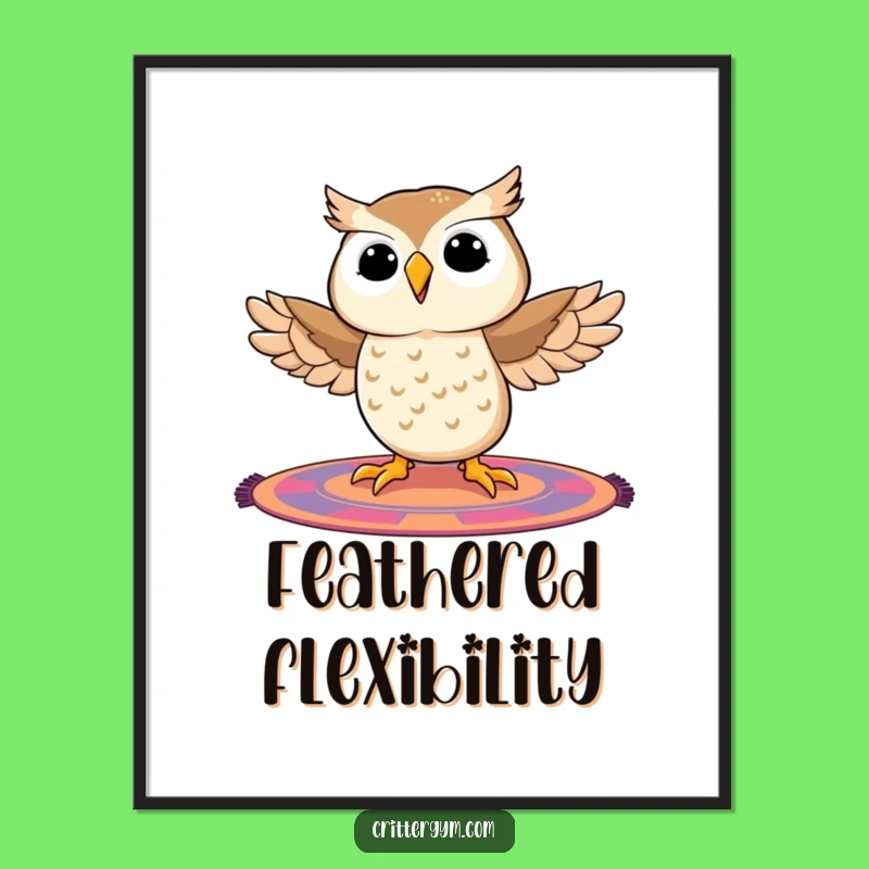 Funny Owl Splits Poster: Whimsical Wall Art, Ideal Humorous Gift for Yoga Enthusiasts