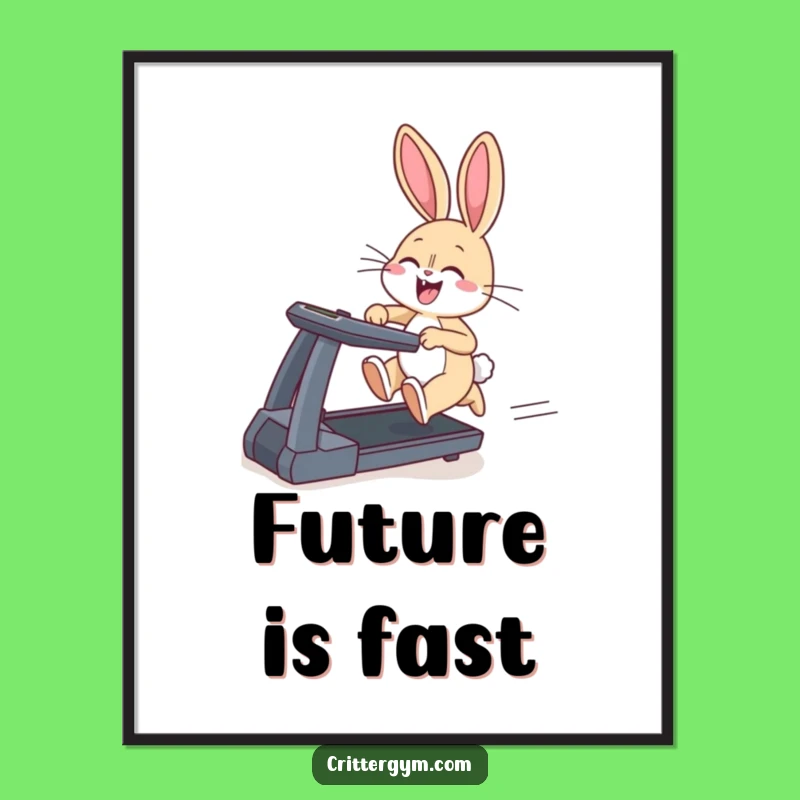 Funny Bunny Treadmill Poster: Hilarious Art for a Joyful Space