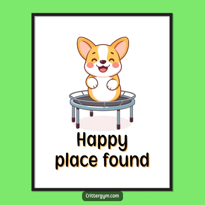 Funny 'Corgi Bounce' Poster: Joyful Wall Art for a Happy Home