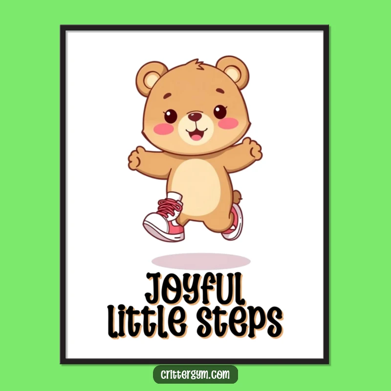Funny Bear Cub Hop Poster - Adorable & Humorous Wall Art for Cheerful Spaces