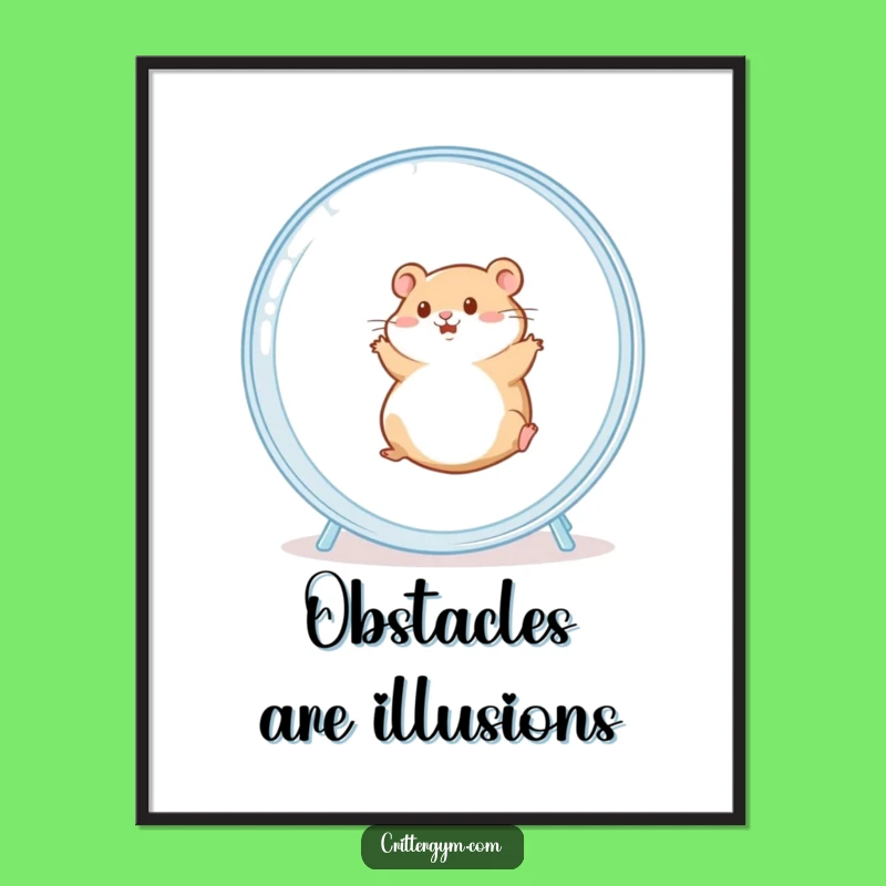 Funny Chubby Hamster Wheel Poster: Hilarious Wall Art for Pet Enthusiasts