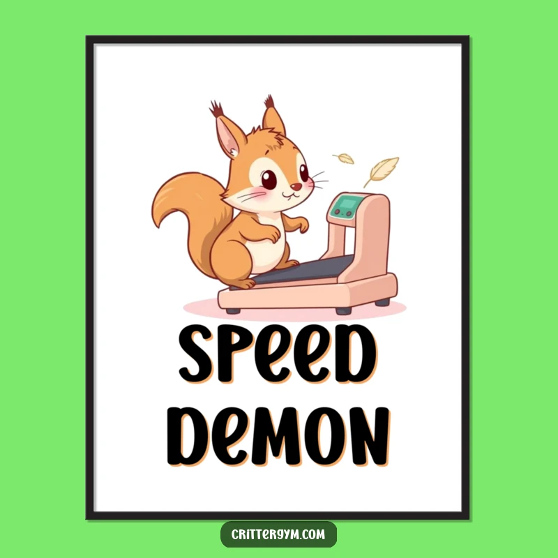 Funny Squirrel Treadmill Art Poster: Hilarious Wall Decor for a Laugh-Out-Loud Gift