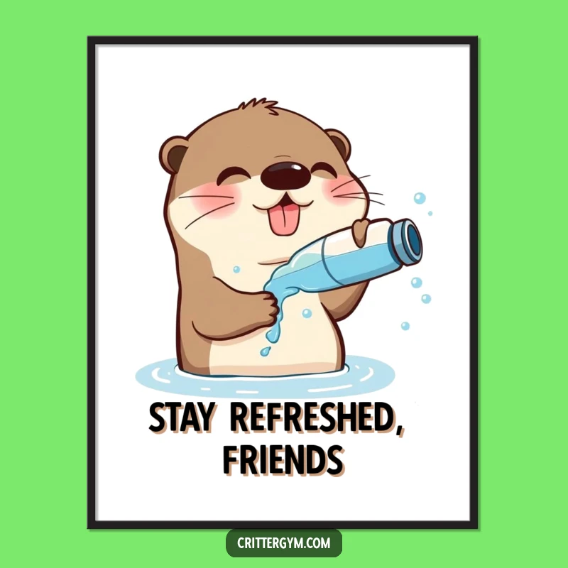 Funny Playful Otter Poster: Hilarious Art for Water Lovers & Otter Fans