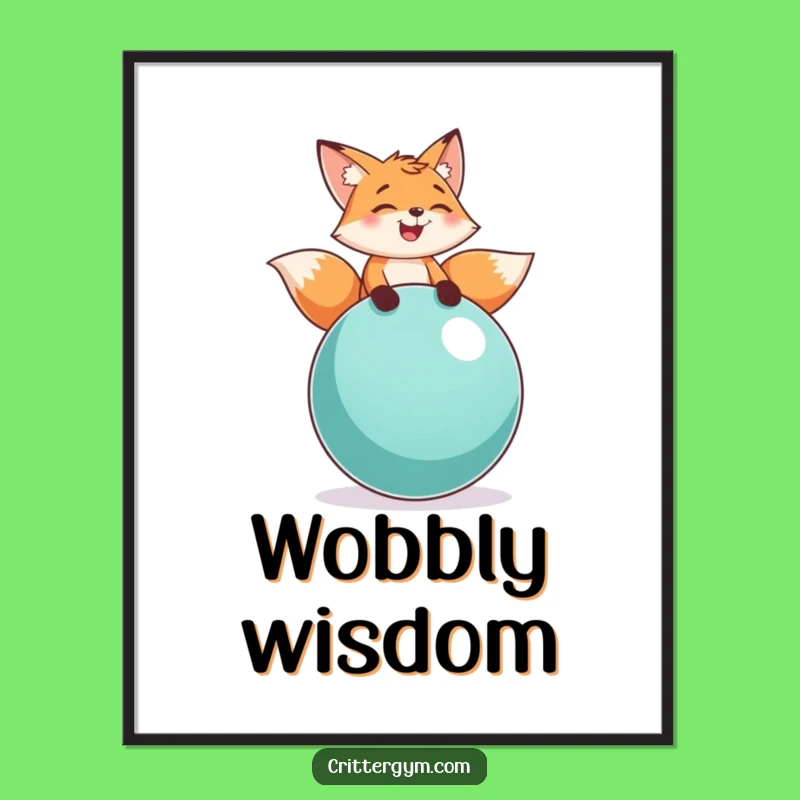 Funny Fox Balance Poster: Hilarious Fitness Art, Hilarious Funny Gift for Walls