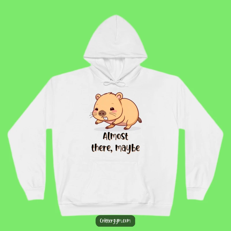 Cozy Funny Kawaii Capybara Push-Up Hoodie, Warm Gift for Hard Workers