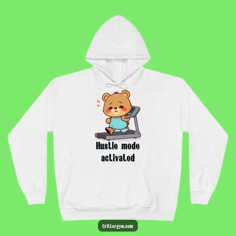 Cozy Funny Bear Treadmill Hoodie: Warm Up with Hilarious Fitness Vibes