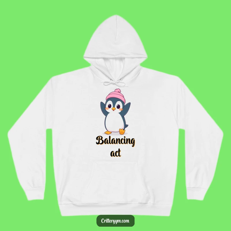 Cozy Funny Penguin Balance Hoodie - Warm & Witty Winter Gift