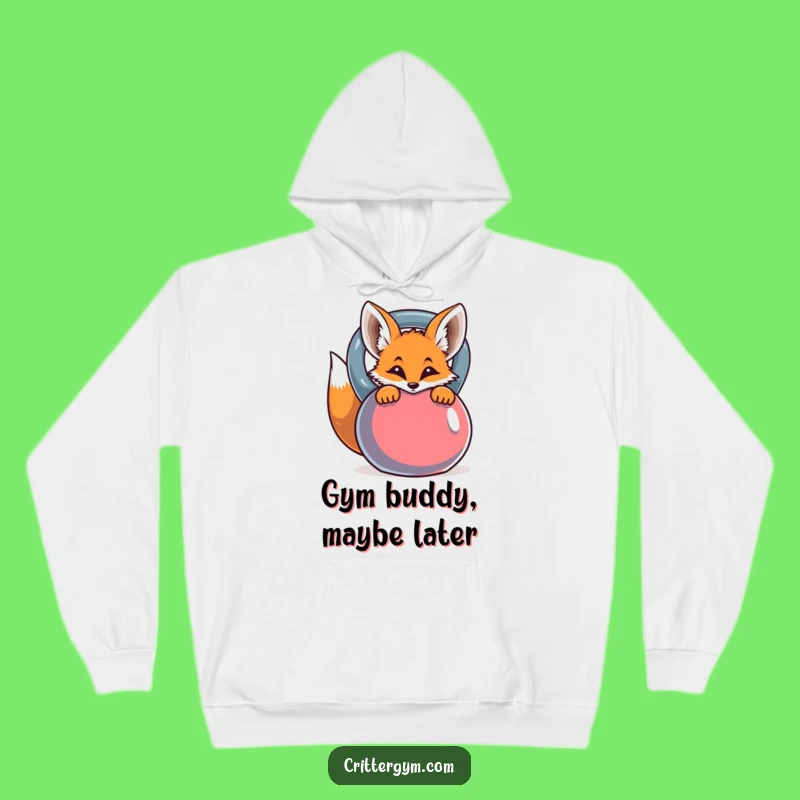 Funny Curious Fox Kettlebell Hoodie - Cozy & Hilarious Workout Warm-Up!
