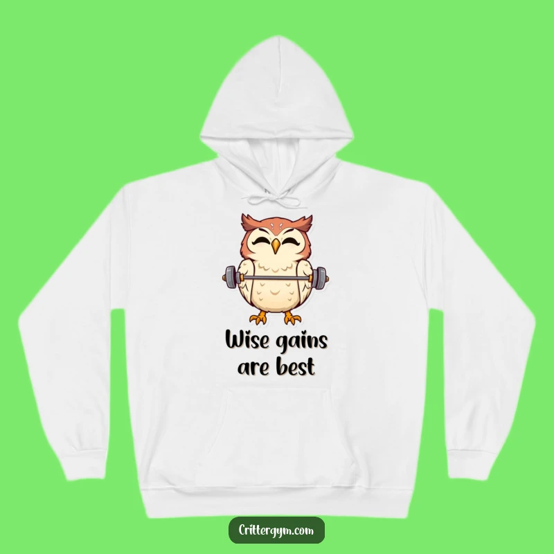 Funny Owl Barbell Hoodie - Cozy & Hilarious Wisdom for Your Day!