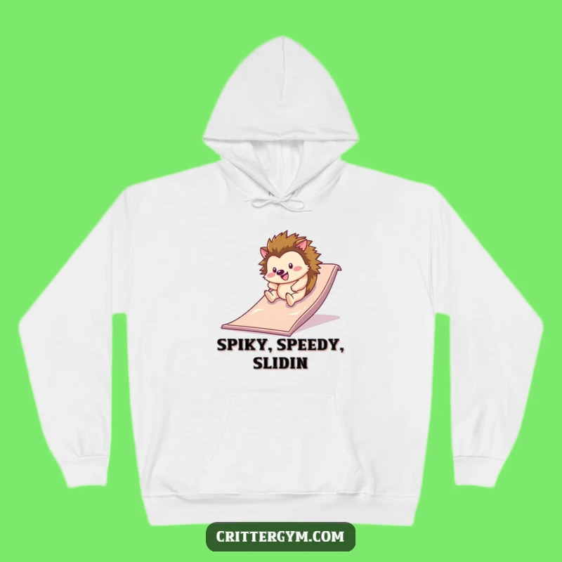 Funny Hedgehog Cozy Hoodie: Warmth and Joy from a Slippery Slide