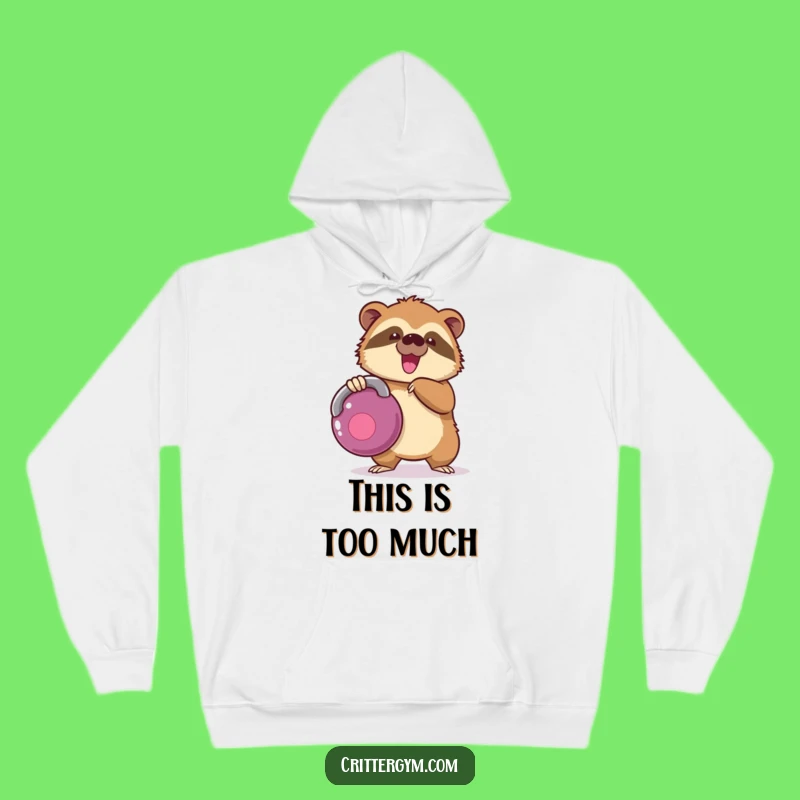 Cozy Funny Kawaii Sloth Kettlebell Hoodie, Warm Gift for Relaxed Athletes