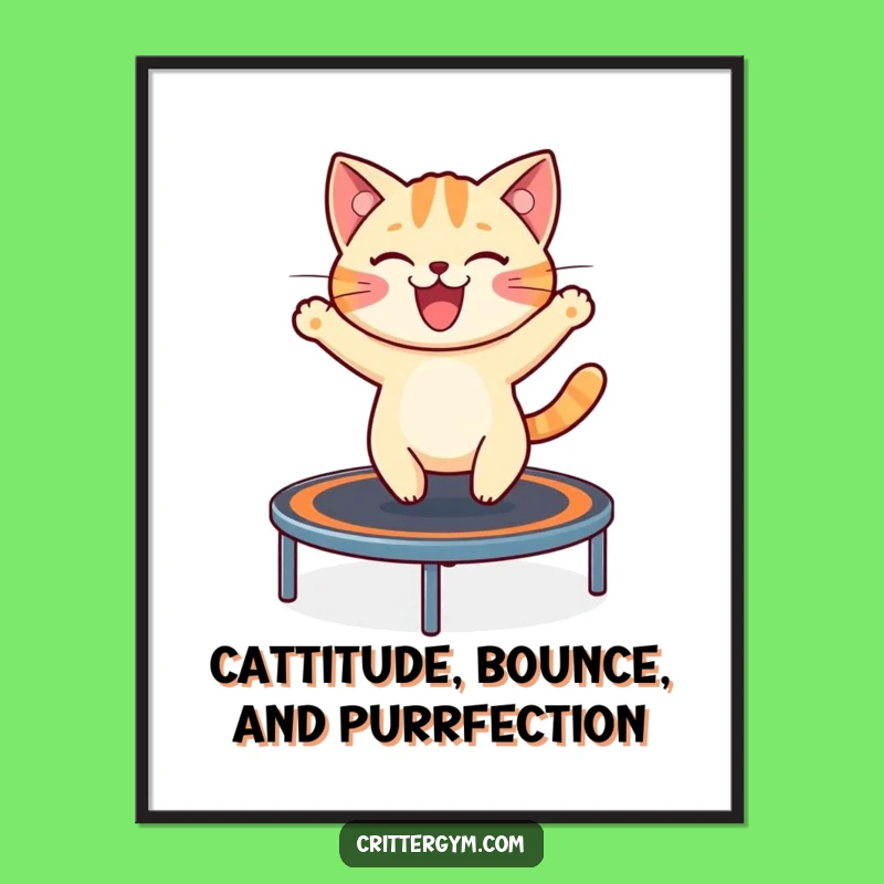 Free Printable Cat Wall Art: Funny Bouncing Decor Downloadable Gift