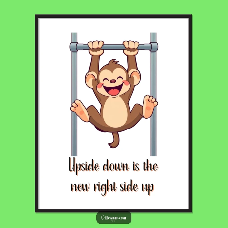 Free Printable Monkey Wall Art: Upside Down Fun Poster, Downloadable Decor