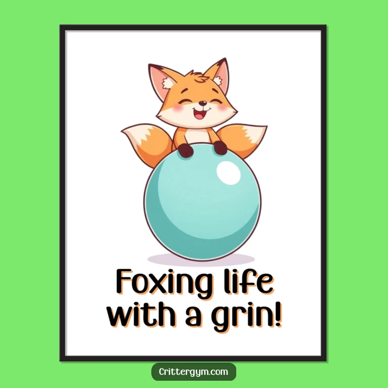 Free Printable Wall Art: Fox Laughing on Ball, Humorous Downloadable Decor!
