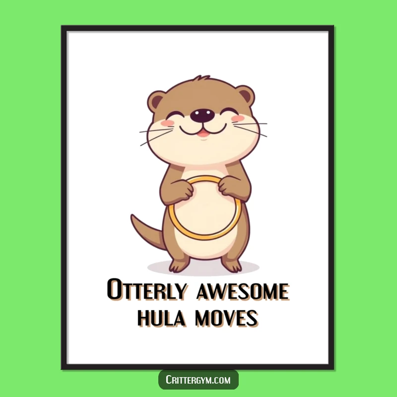 Free Printable Wall Art: Joyful Otter Hula Hoop, Fun Downloadable Decor