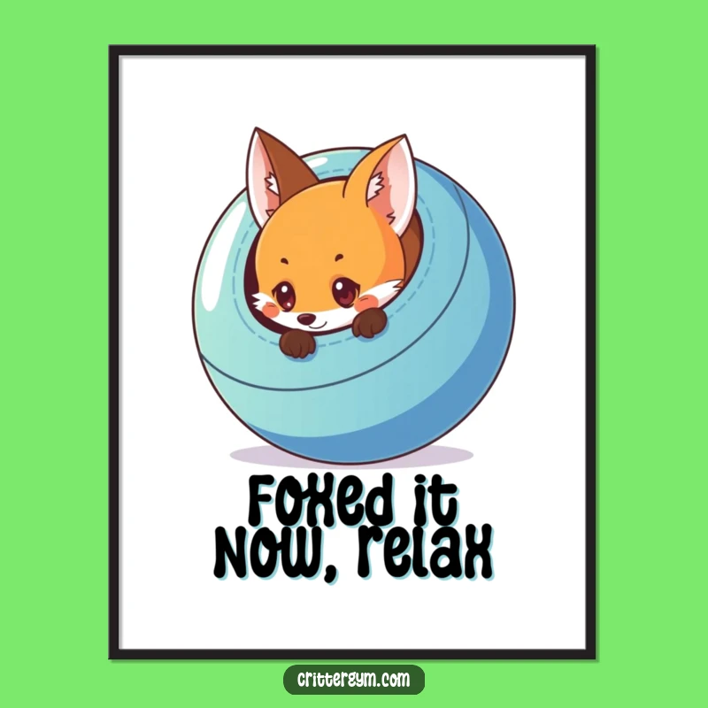 Funny Free Printable Fox Art: Curious Peek Exercise Ball Wall Decor