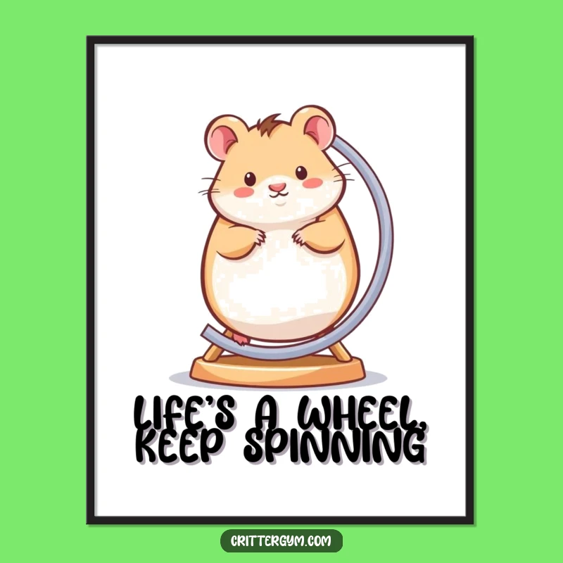 Funny Free Printable Wall Art: Hamster Wheel Spin, Energetic Decor, Downloadable Whimsy