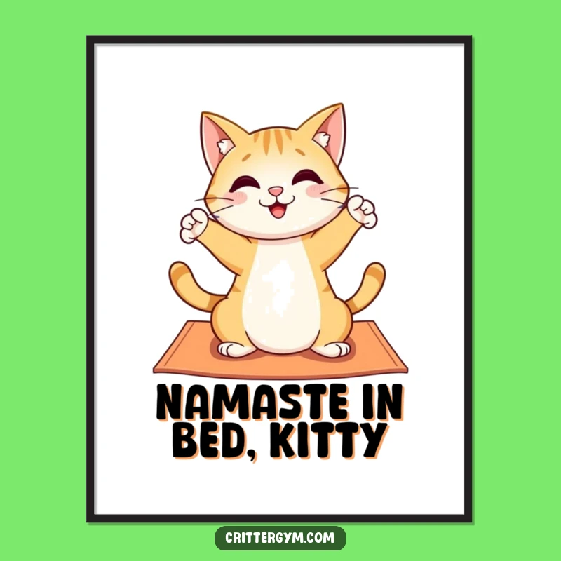 Free Printable Wall Art: Hilarious Cat Yoga Pose, Funny Downloadable Decor