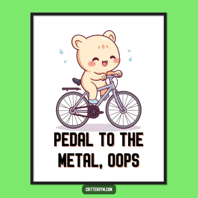 Funny Free Printable Wall Art: Creature Cycling Effort, Hilarious Workout Decor Download