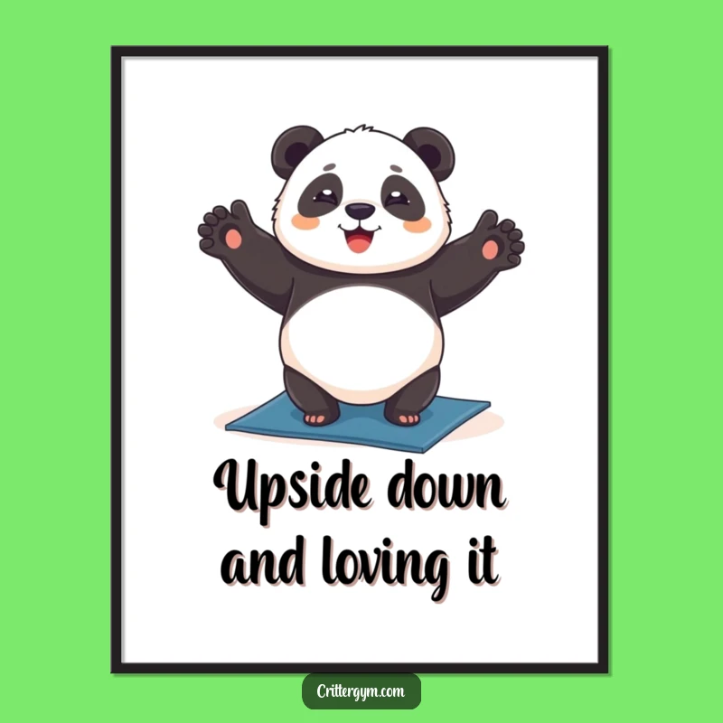 Free Printable Wall Art: Happy Panda Headstand, Zen Downloadable Decor