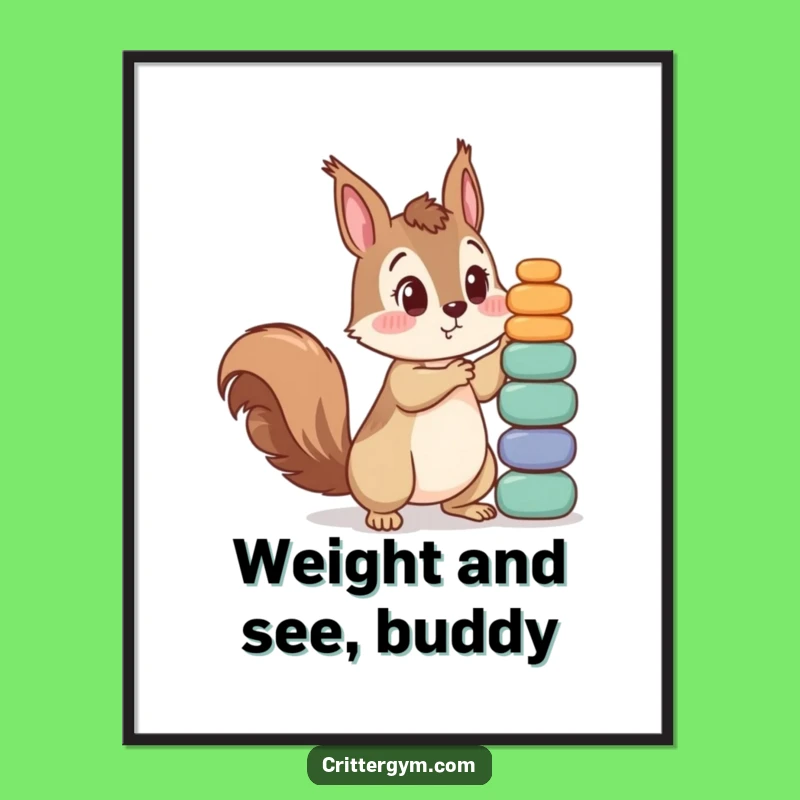 Free Printable Wall Art: Funny Squirrel Lifting Weights, Hilarious Downloadable Decor for Your Home!