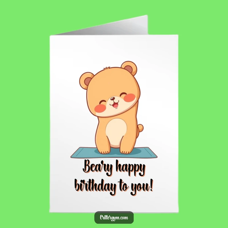 Free Printable Birthday Card: Bear Cub Handstand Funny Downloadable Gift