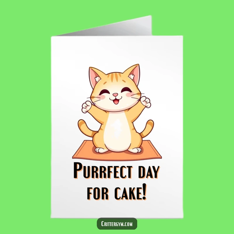 Free Printable Birthday Card: Funny Cat Yoga Design, Perfect Downloadable Gift