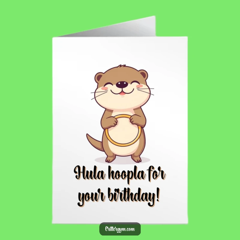 Free Printable Birthday Card: Otter Hula Hoop Fun, Joyful Downloadable Gift