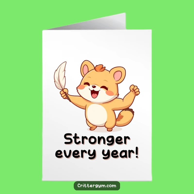 Free Printable Birthday Card: Tiny Muscle Flex, Hilarious Strength Greeting Download
