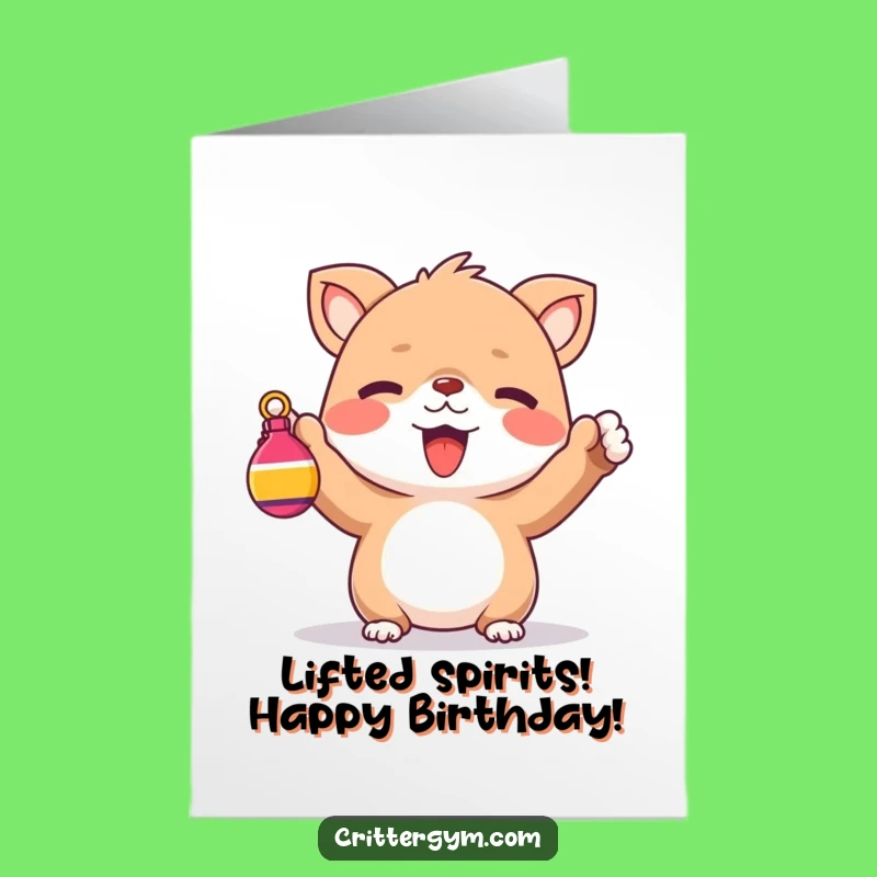 Funny Free Printable Birthday Card: Cheerful Lifter Fitness Downloadable Gift