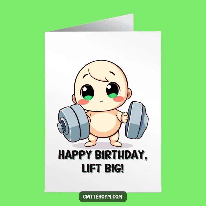 Free Printable Card: Birthday Gains! Funny Strongman Character Greeting, Downloadable Gift!