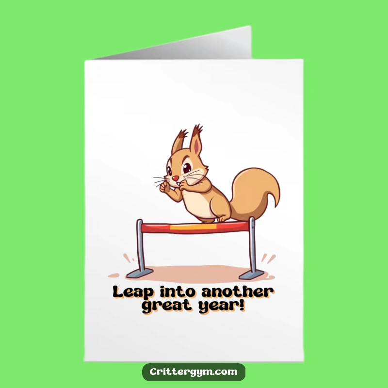 Free Printable Birthday Card: Squirrel's Leap, Overcome Challenges, Funny Gift