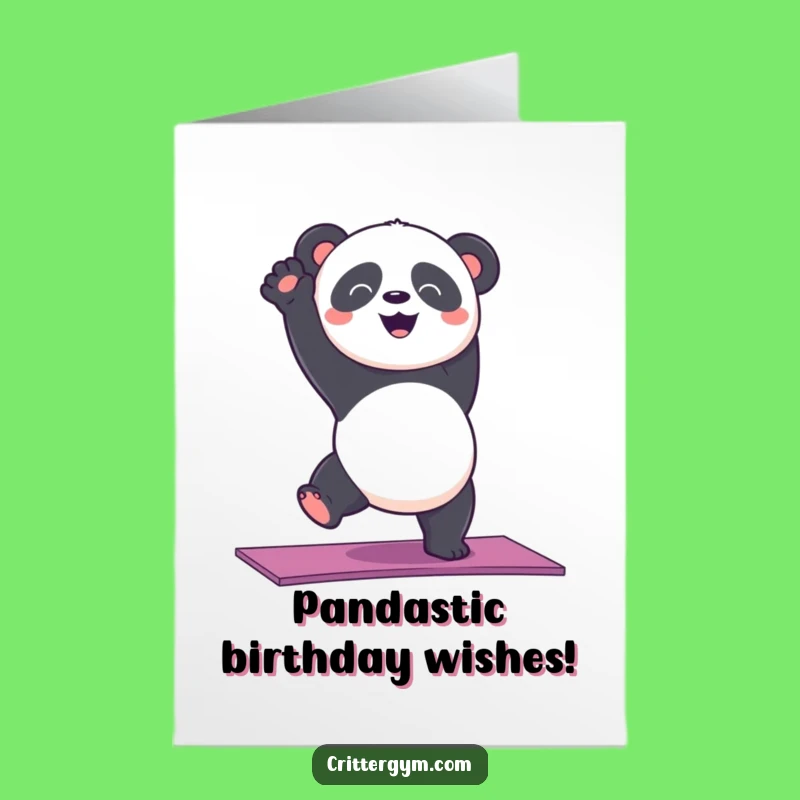 Free Printable Birthday Card: Funny Panda Handstand Wobble Downloadable Gift